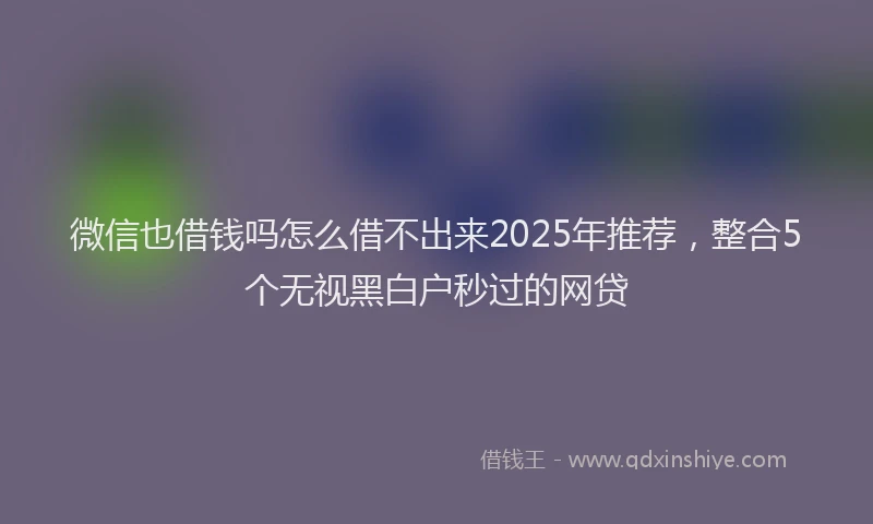 微信也借钱吗怎么借不出来2025年推荐，整合5个无视黑白户秒过的网贷