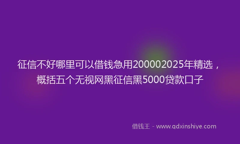 征信不好哪里可以借钱急用200002025年精选，概括五个无视网黑征信黑5000贷款口子