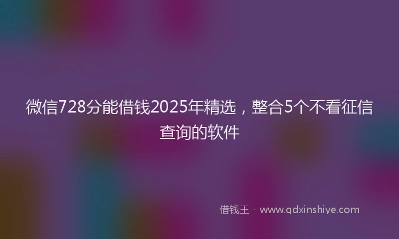 微信728分能借钱2025年精选，整合5个不看征信查询的软件
