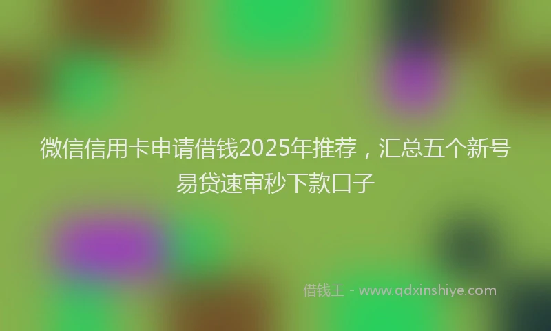微信信用卡申请借钱2025年推荐，汇总五个新号易贷速审秒下款口子