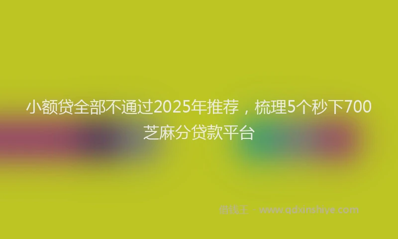 小额贷全部不通过2025年推荐，梳理5个秒下700芝麻分贷款平台