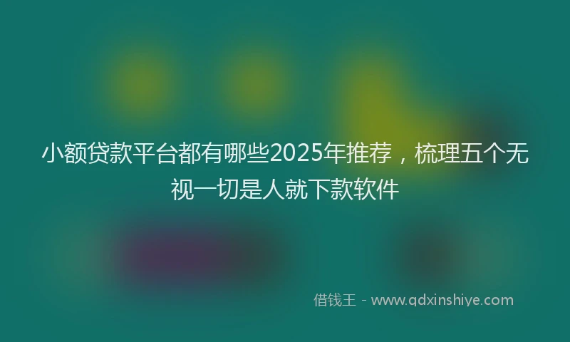 小额贷款平台都有哪些2025年推荐，梳理五个无视一切是人就下款软件