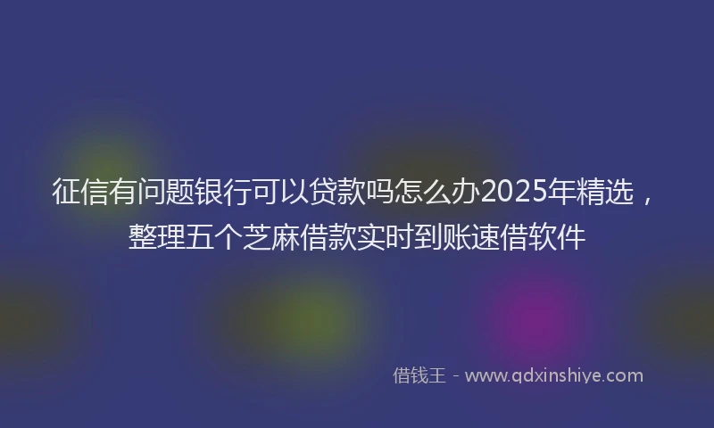 征信有问题银行可以贷款吗怎么办2025年精选，整理五个芝麻借款实时到账速借软件