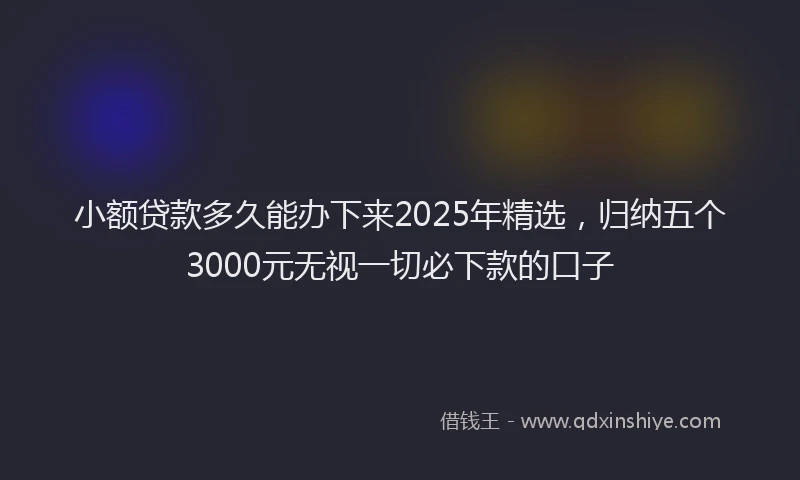 小额贷款多久能办下来2025年精选，归纳五个3000元无视一切必下款的口子