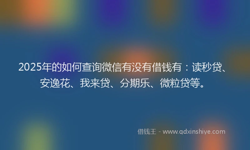 2025年的如何查询微信有没有借钱有：读秒贷、安逸花、我来贷、分期乐、微粒贷等。