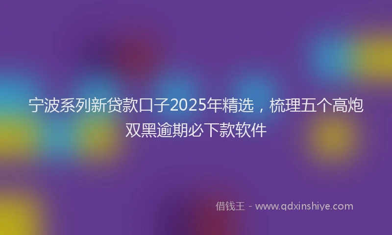 宁波系列新贷款口子2025年精选，梳理五个高炮双黑逾期必下款软件
