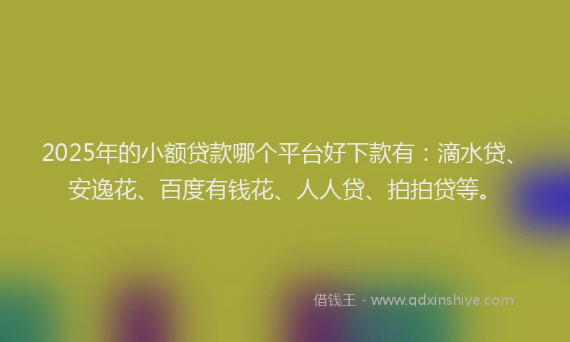 2025年的小额贷款哪个平台好下款有：滴水贷、安逸花、百度有钱花、人人贷、拍拍贷等。