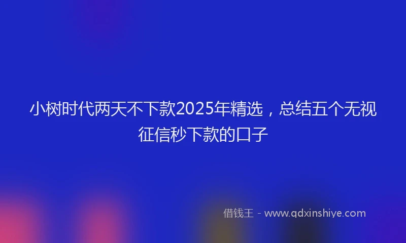 小树时代两天不下款2025年精选，总结五个无视征信秒下款的口子