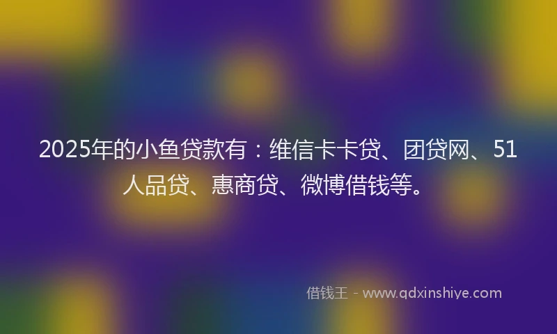 2025年的小鱼贷款有：维信卡卡贷、团贷网、51人品贷、惠商贷、微博借钱等。