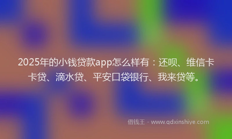 2025年的小钱贷款app怎么样有：还呗、维信卡卡贷、滴水贷、平安口袋银行、我来贷等。