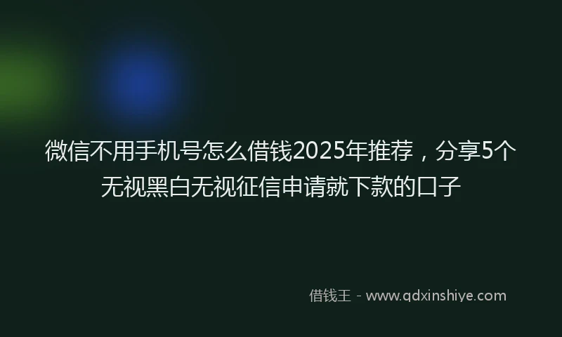 微信不用手机号怎么借钱2025年推荐，分享5个无视黑白无视征信申请就下款的口子