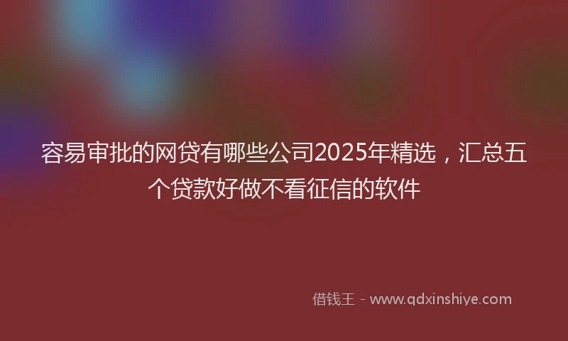 容易审批的网贷有哪些公司2025年精选，汇总五个贷款好做不看征信的软件