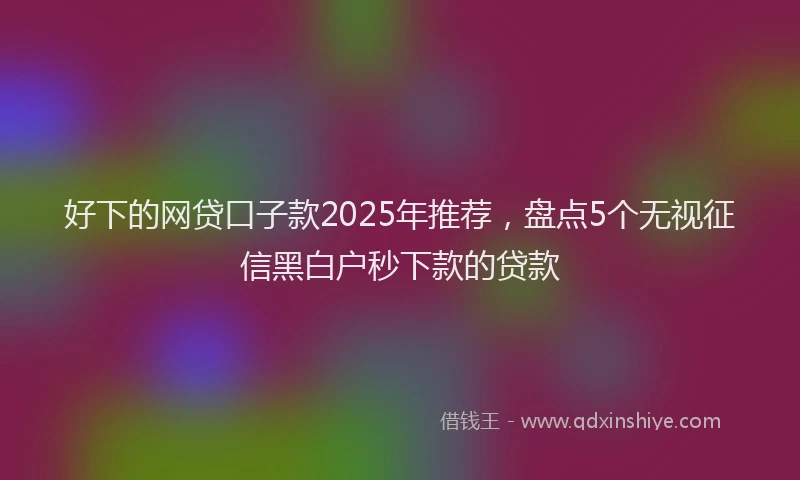 好下的网贷口子款2025年推荐，盘点5个无视征信黑白户秒下款的贷款