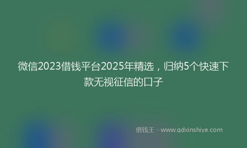 微信2023借钱平台2025年精选，归纳5个快速下款无视征信的口子