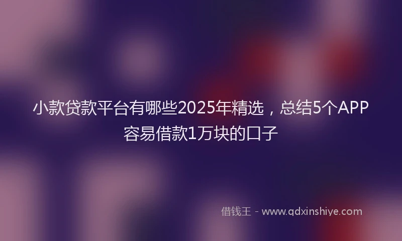 小款贷款平台有哪些2025年精选，总结5个APP容易借款1万块的口子