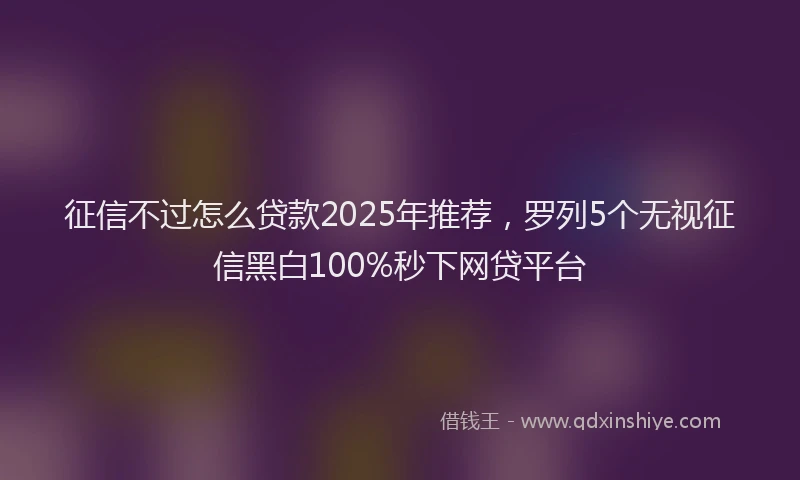 征信不过怎么贷款2025年推荐，罗列5个无视征信黑白100%秒下网贷平台