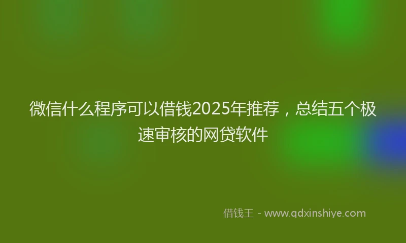 微信什么程序可以借钱2025年推荐，总结五个极速审核的网贷软件