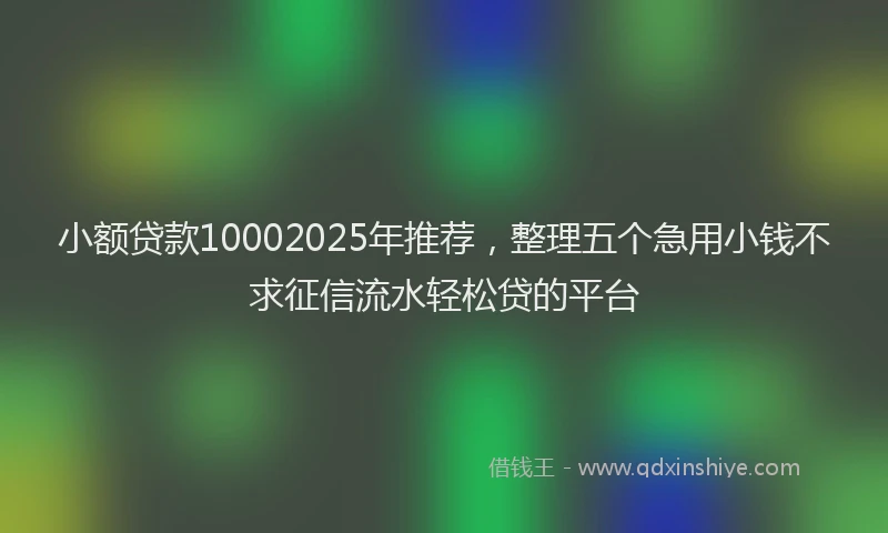 小额贷款10002025年推荐，整理五个急用小钱不求征信流水轻松贷的平台