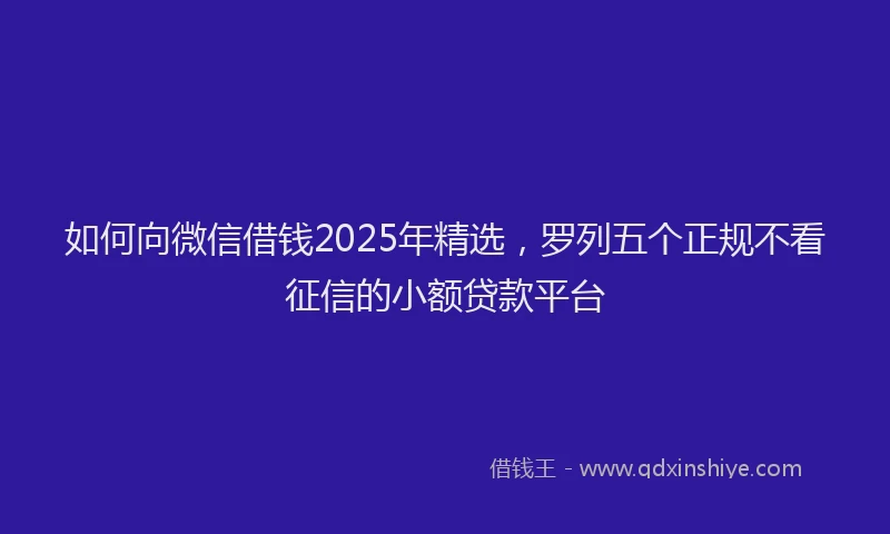 如何向微信借钱2025年精选，罗列五个正规不看征信的小额贷款平台