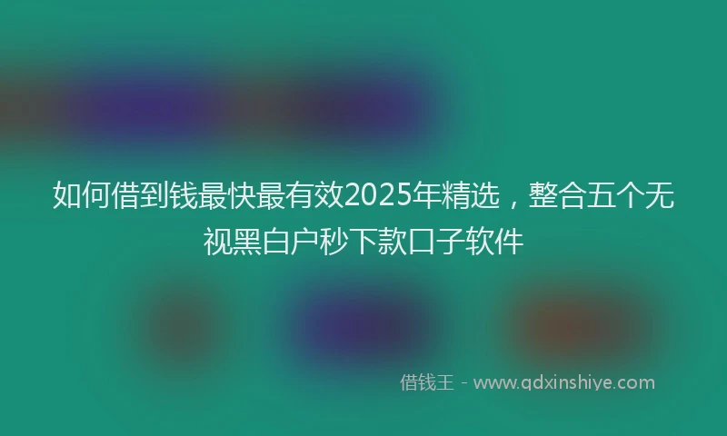 如何借到钱最快最有效2025年精选，整合五个无视黑白户秒下款口子软件