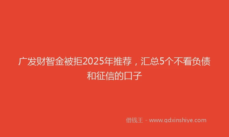 广发财智金被拒2025年推荐，汇总5个不看负债和征信的口子