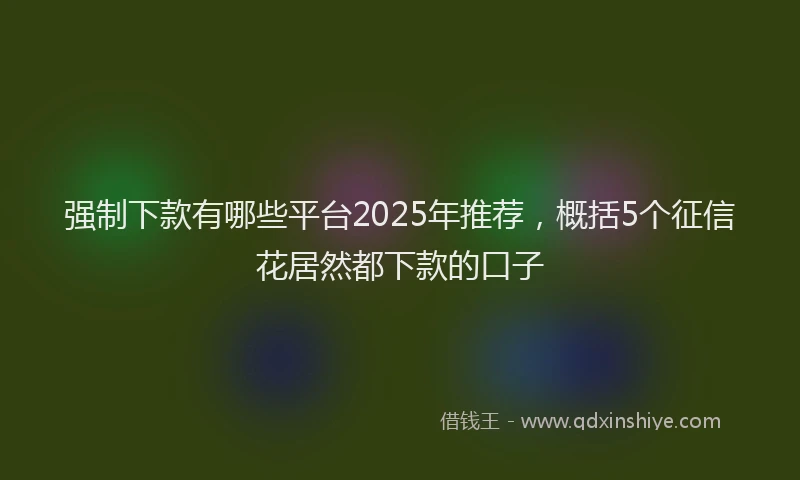 强制下款有哪些平台2025年推荐，概括5个征信花居然都下款的口子