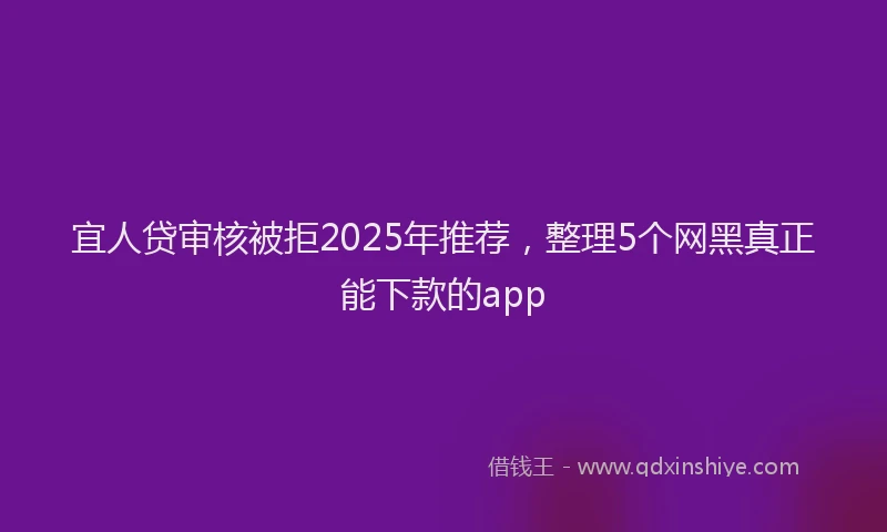 宜人贷审核被拒2025年推荐，整理5个网黑真正能下款的app