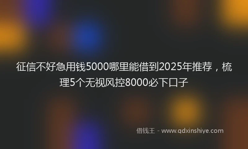 征信不好急用钱5000哪里能借到2025年推荐，梳理5个无视风控8000必下口子