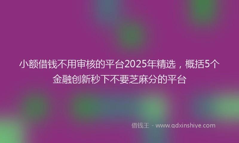 小额借钱不用审核的平台2025年精选，概括5个金融创新秒下不要芝麻分的平台