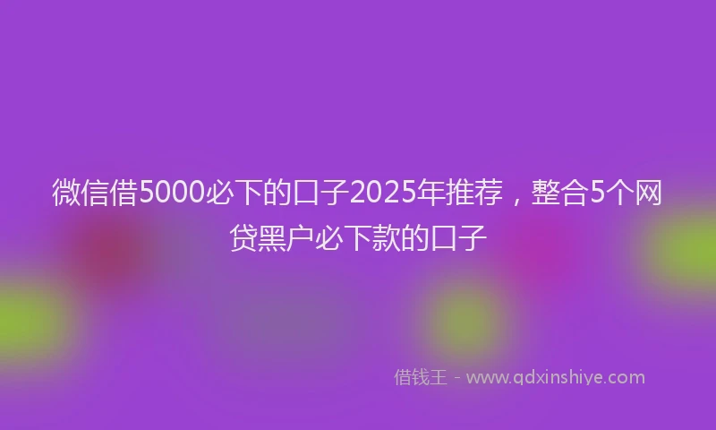 微信借5000必下的口子2025年推荐，整合5个网贷黑户必下款的口子