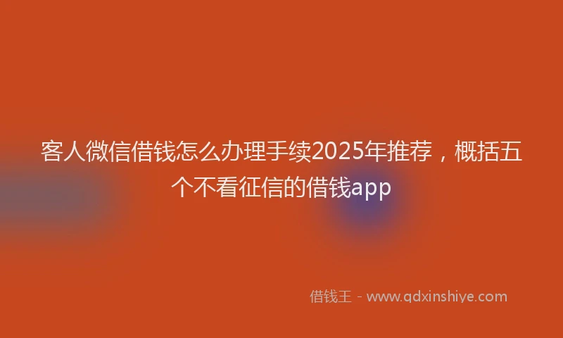 客人微信借钱怎么办理手续2025年推荐，概括五个不看征信的借钱app