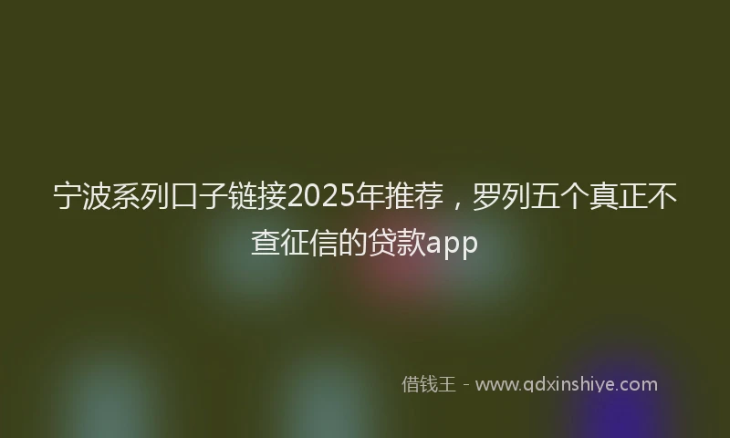 宁波系列口子链接2025年推荐，罗列五个真正不查征信的贷款app