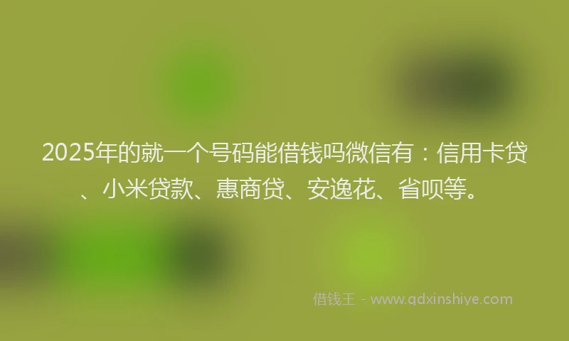2025年的就一个号码能借钱吗微信有：信用卡贷、小米贷款、惠商贷、安逸花、省呗等。