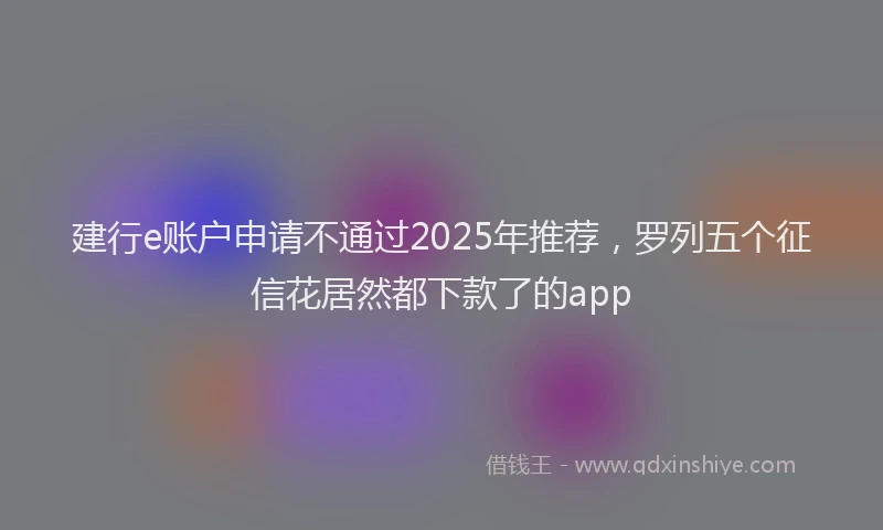 建行e账户申请不通过2025年推荐，罗列五个征信花居然都下款了的app