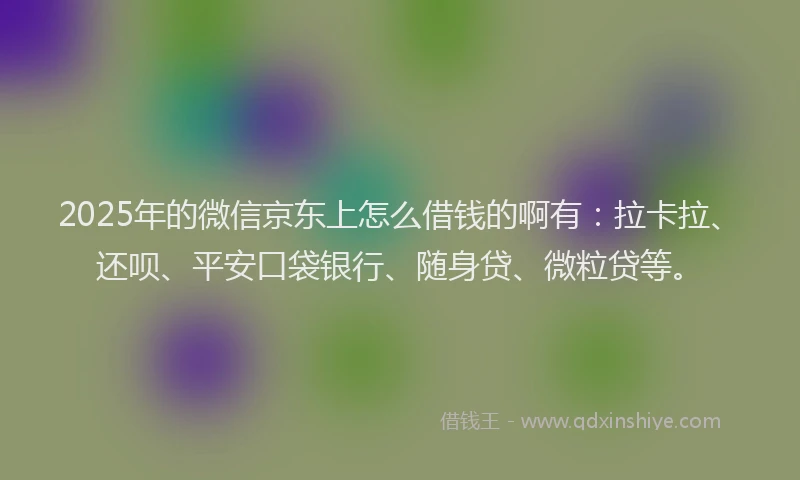 2025年的微信京东上怎么借钱的啊有：拉卡拉、还呗、平安口袋银行、随身贷、微粒贷等。