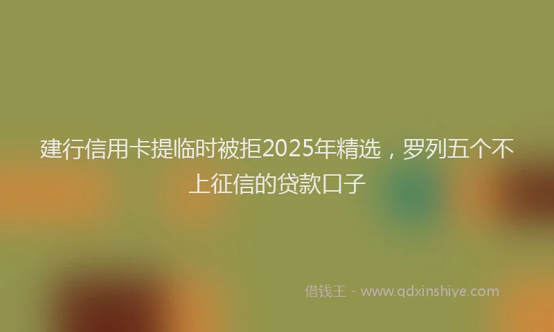 建行信用卡提临时被拒2025年精选，罗列五个不上征信的贷款口子