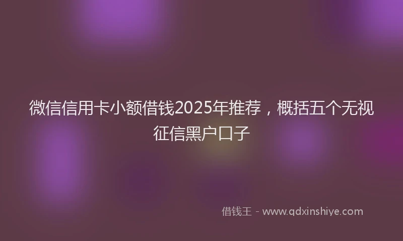 微信信用卡小额借钱2025年推荐，概括五个无视征信黑户口子