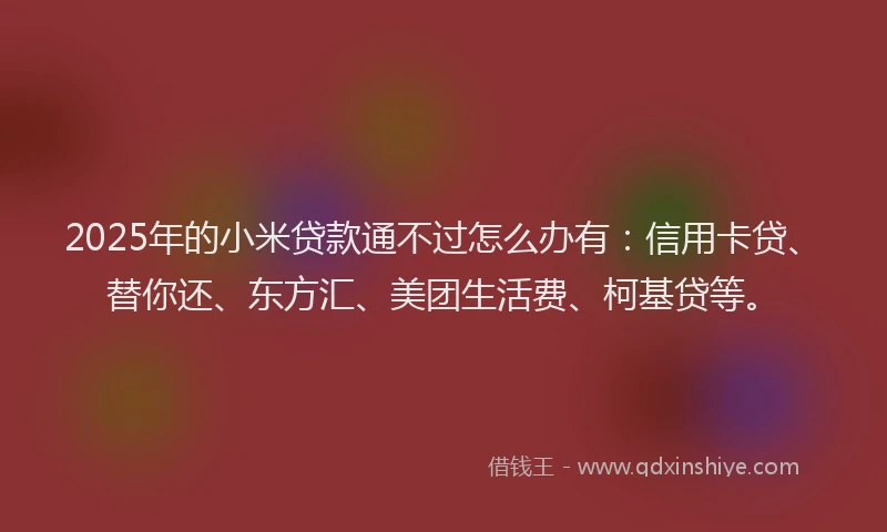 2025年的小米贷款通不过怎么办有：信用卡贷、替你还、东方汇、美团生活费、柯基贷等。