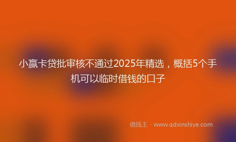 小赢卡贷批审核不通过2025年精选，概括5个手机可以临时借钱的口子