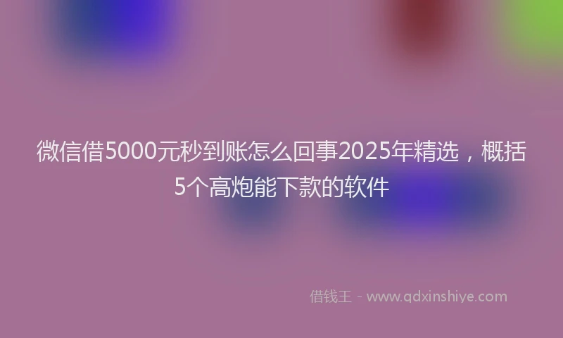 微信借5000元秒到账怎么回事2025年精选，概括5个高炮能下款的软件