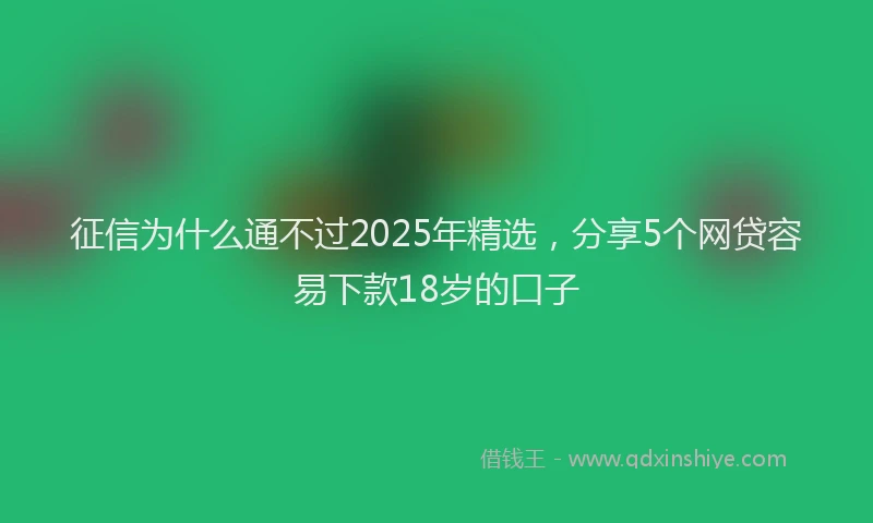 征信为什么通不过2025年精选，分享5个网贷容易下款18岁的口子