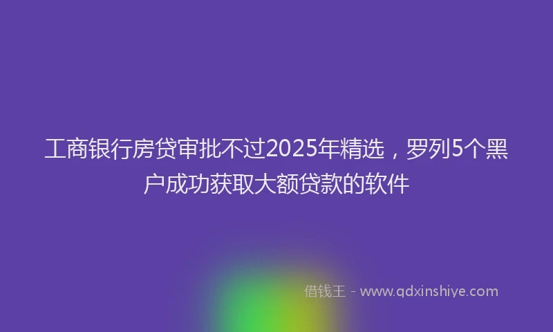 工商银行房贷审批不过2025年精选，罗列5个黑户成功获取大额贷款的软件