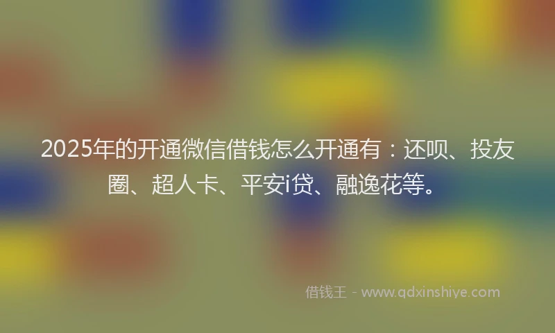 2025年的开通微信借钱怎么开通有：还呗、投友圈、超人卡、平安i贷、融逸花等。