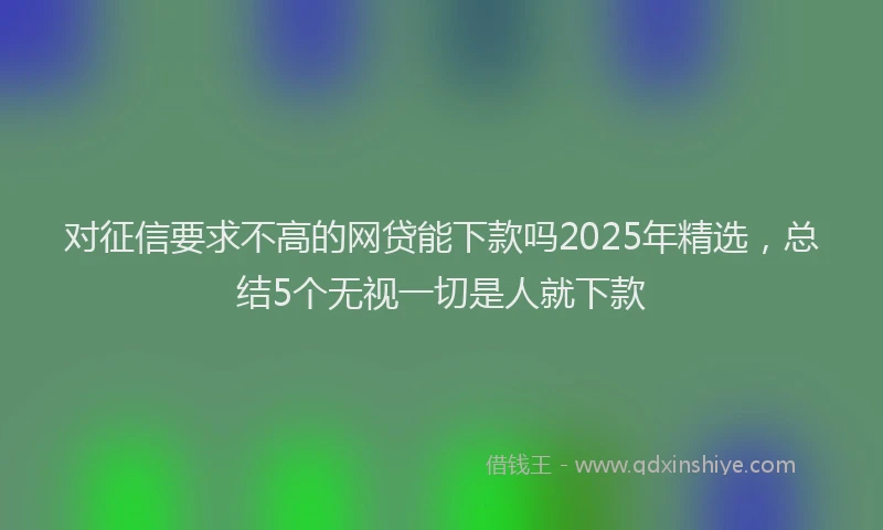 对征信要求不高的网贷能下款吗2025年精选，总结5个无视一切是人就下款