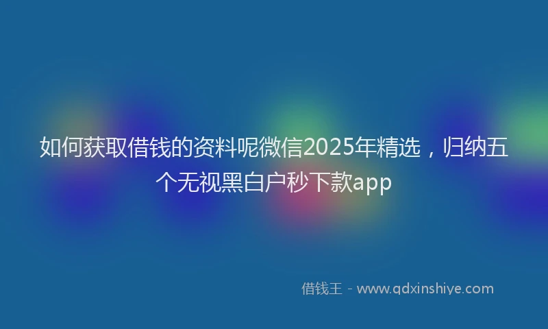 如何获取借钱的资料呢微信2025年精选，归纳五个无视黑白户秒下款app