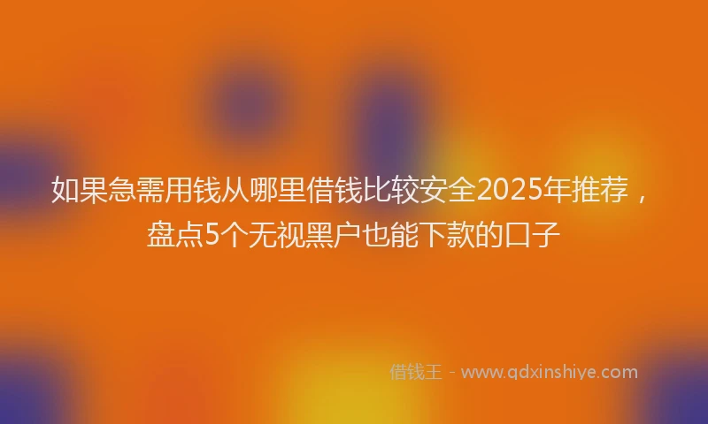 如果急需用钱从哪里借钱比较安全2025年推荐，盘点5个无视黑户也能下款的口子