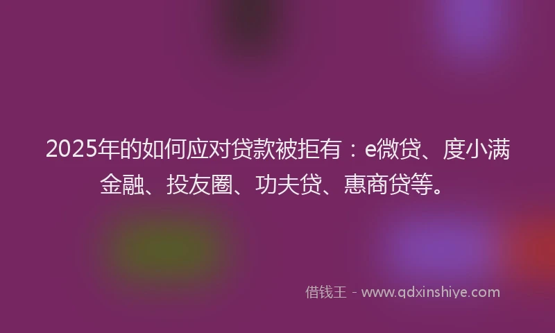 2025年的如何应对贷款被拒有：e微贷、度小满金融、投友圈、功夫贷、惠商贷等。