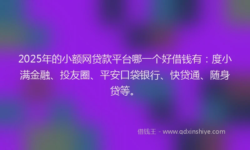 2025年的小额网贷款平台哪一个好借钱有：度小满金融、投友圈、平安口袋银行、快贷通、随身贷等。