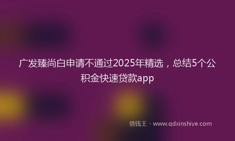 广发臻尚白申请不通过2025年精选，总结5个公积金快速贷款app