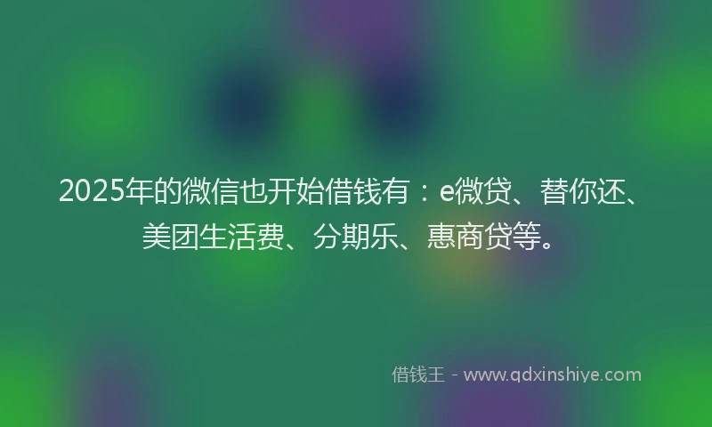 2025年的微信也开始借钱有：e微贷、替你还、美团生活费、分期乐、惠商贷等。